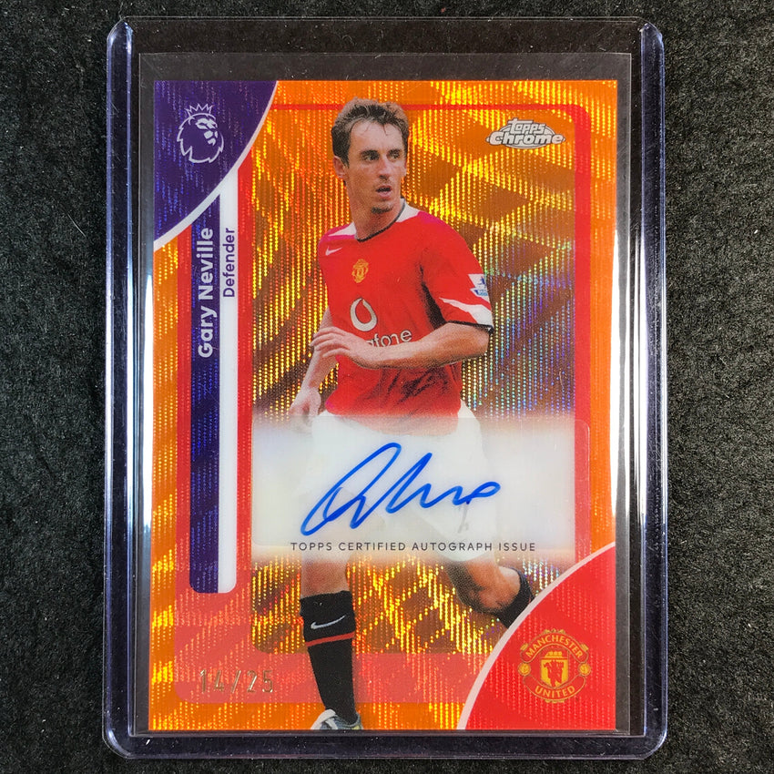 2026 Topps Chrome Premier League EPL GARY NEVILLE Chrome Auto Orange Wave 14/25