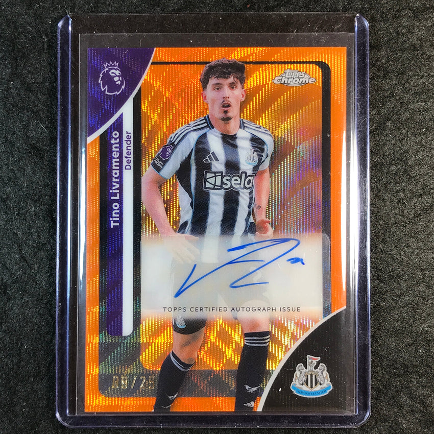 2026 Topps Chrome Premier League EPL TINO LIVRAMENTO Auto Orange Wave 8/25