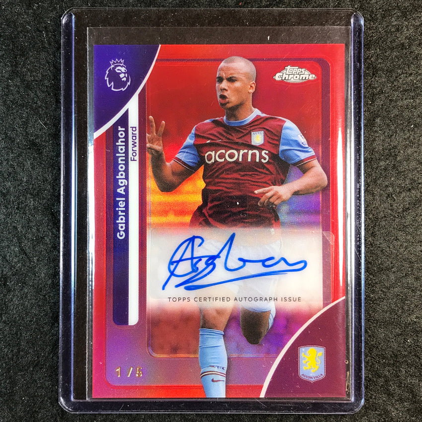 2026 Topps Chrome Premier League EPL GABRIEL AGBONLAHOR Chrome Auto Red 1/5