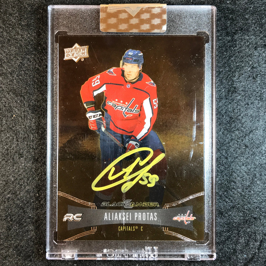 2021-22 Clear Cut Hockey ALIAKSEI PROTAS Black and Amber Rookie Auto No.AP