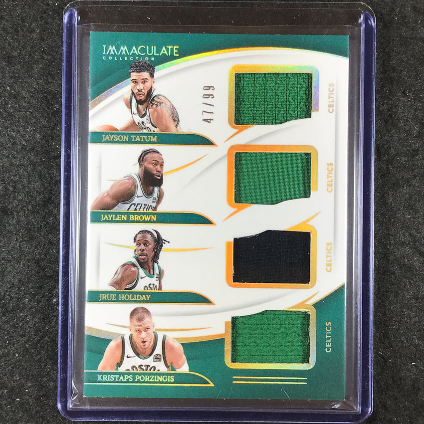2023-24 Immaculate JAYSON TATUM BROWN HOLIDAY Quad Jersey 47/99 Celtics