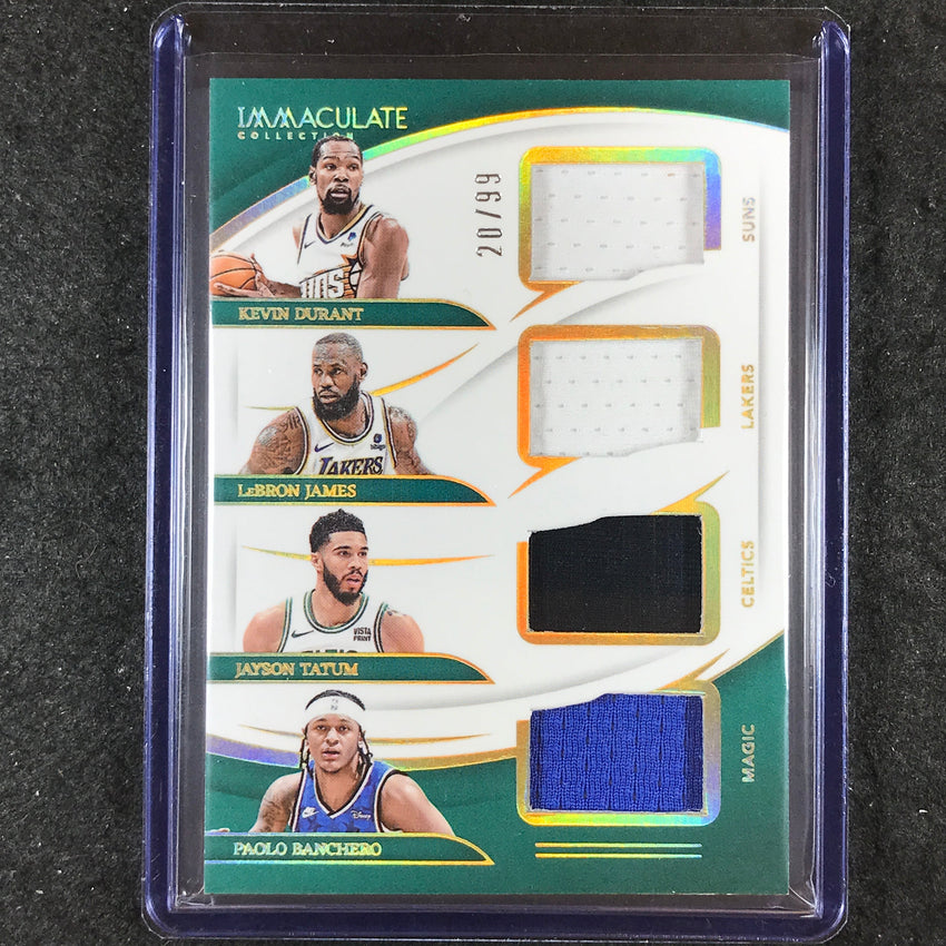 2023-24 Immaculate DURANT LEBRON TATUM BANCHERO Quad Jersey 20/99