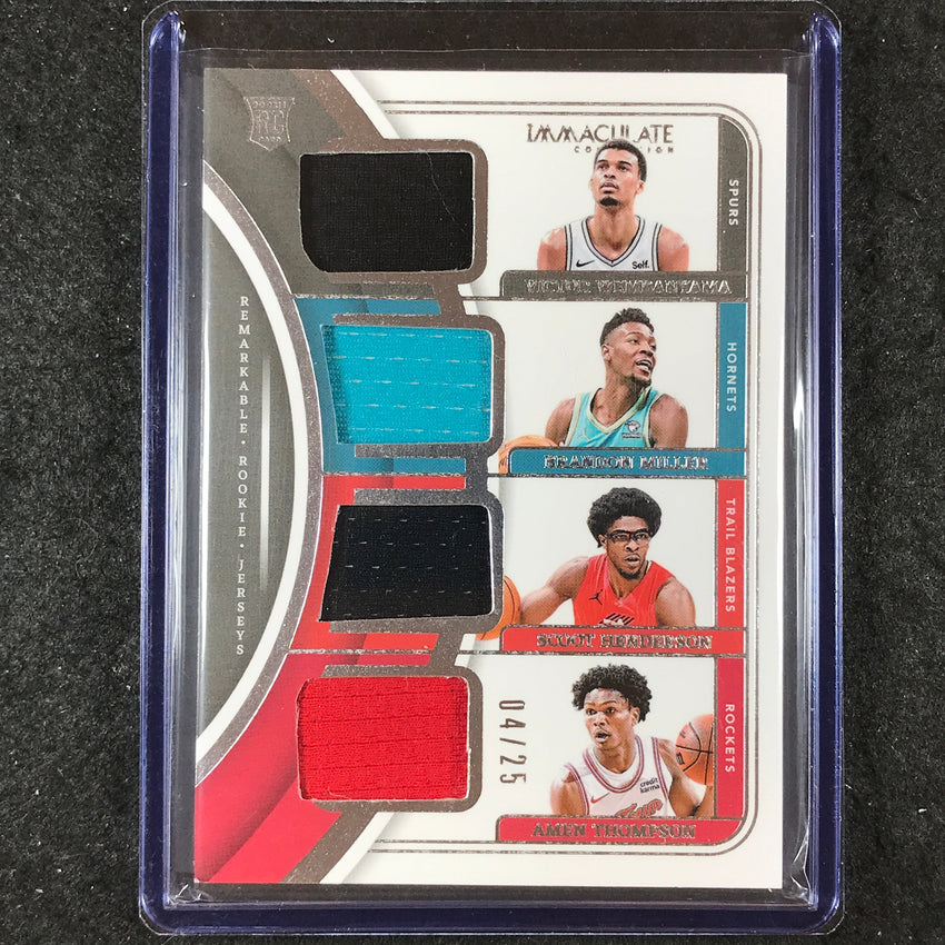2023-24 Immaculate WEMBANYAMA MILLER SCOOT AMEN Rookie Quad Jersey 5/25