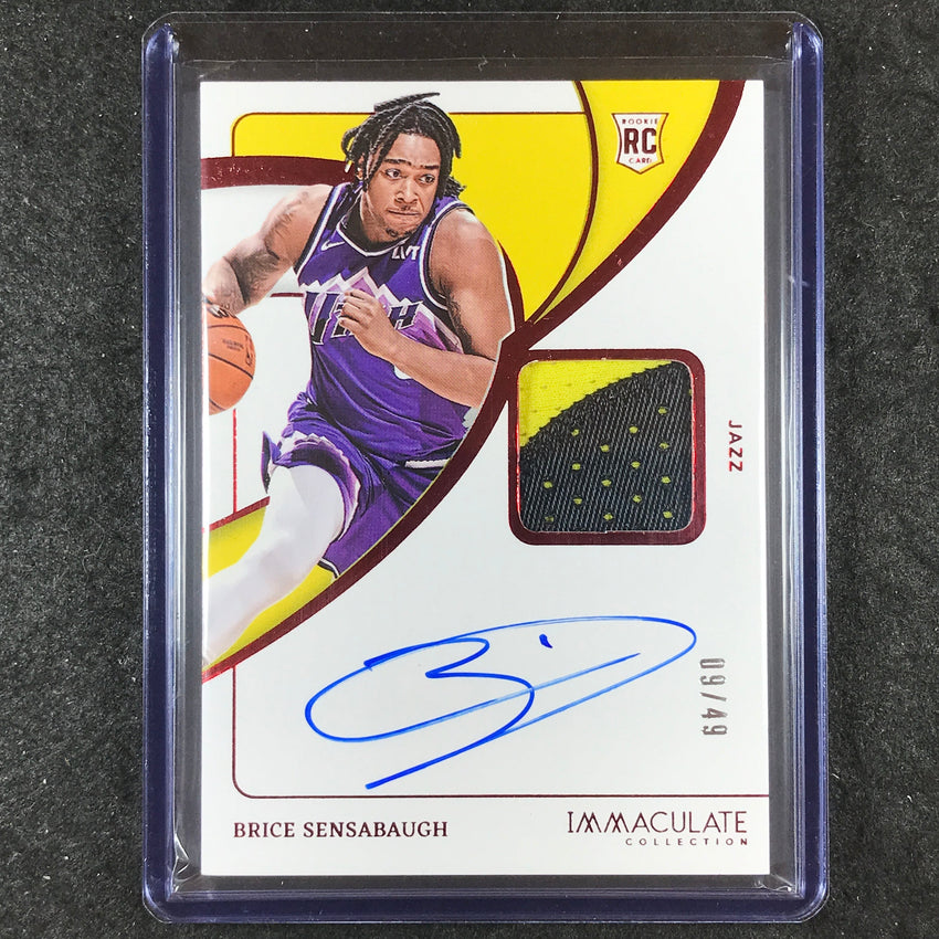 2023-24 Immaculate BRICE SENSABAUGH Base Rookie Patch Auto Red 9/49