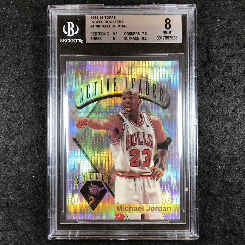 1995-96 Topps MICHAEL JORDAN Active Leader Steals Power Boosters #4 BGS 8 (828)