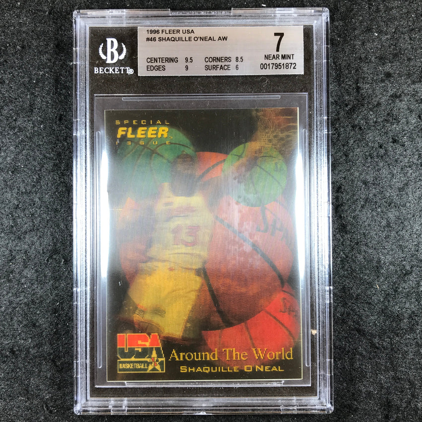 1996 Fleer USA SHAQUILLE O'NEAL Around The World Lenticular #46 BGS 7 (872)