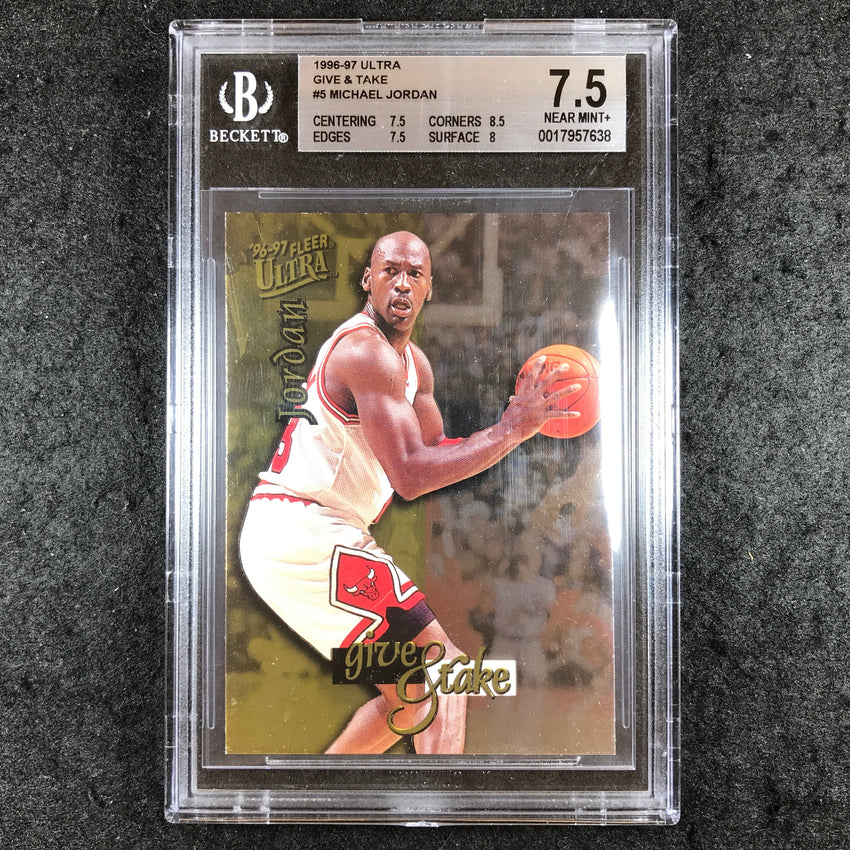 1996-97 Fleer Ultra MICHAEL JORDAN Give & Take #5 BGS 7.5 (638)