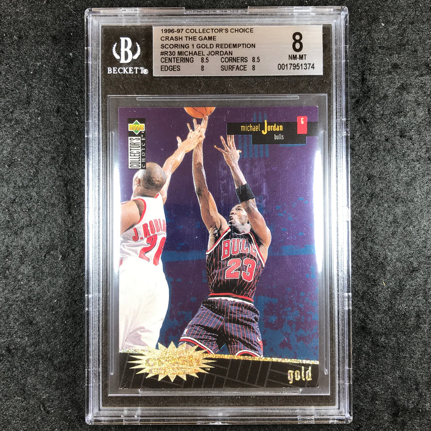 1996-97 Collector's Choice MICHAEL JORDAN Crash Gold Redemption #R30 BGS 8 (374)