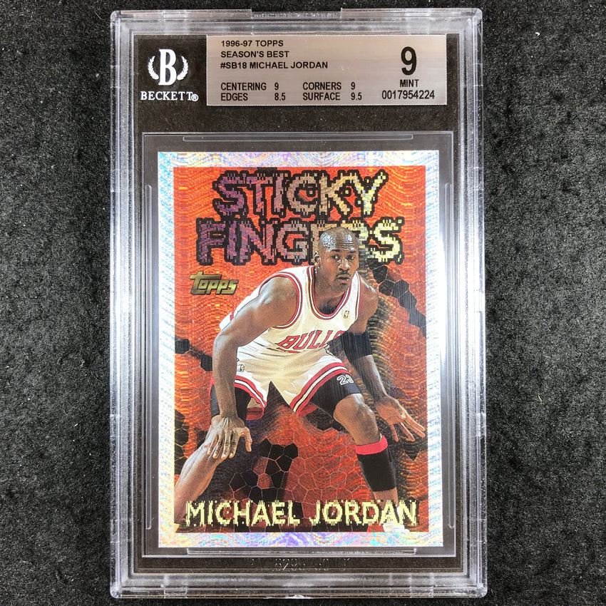 1996-97 Topps MICHAEL JORDAN Season's Best Sticky Fingers #SB18 BGS 9 (224)