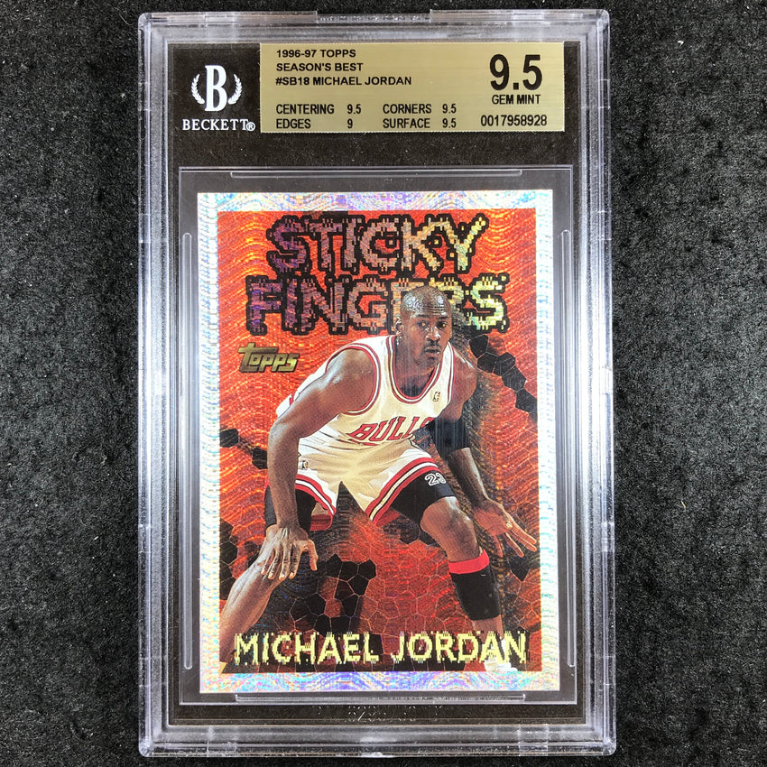 1996-97 Topps MICHAEL JORDAN Season's Best Sticky Fingers #SB18 BGS 9.5 (928)
