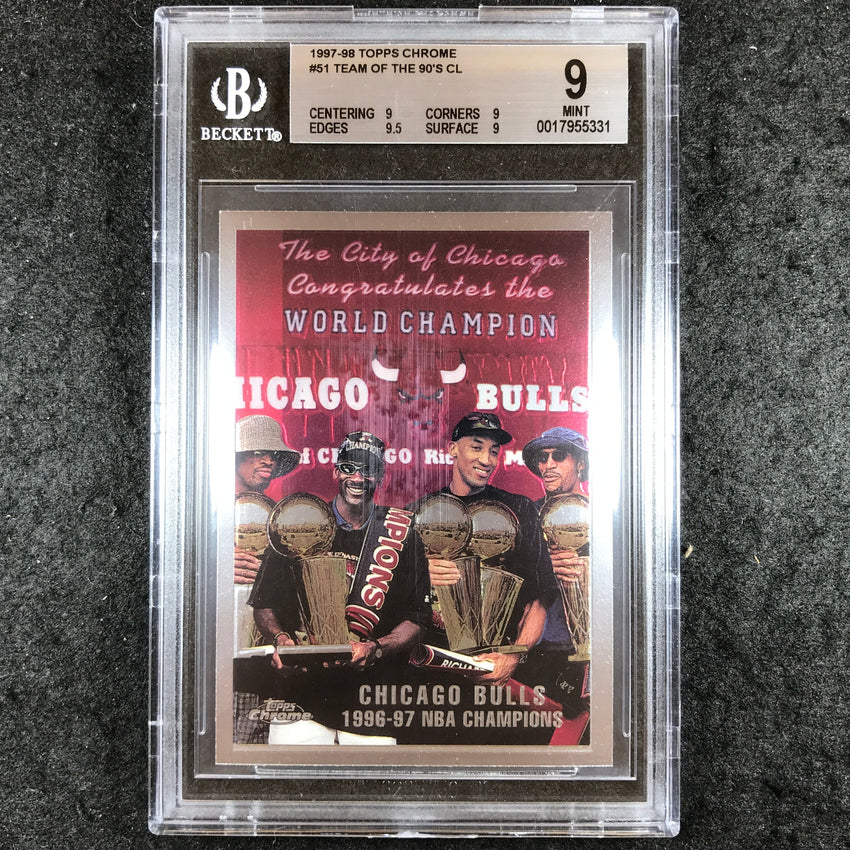 1997-98 Topps Chrome CHICAGO JORDAN Team of the 90's Checklist #51 BGS 9 (331)