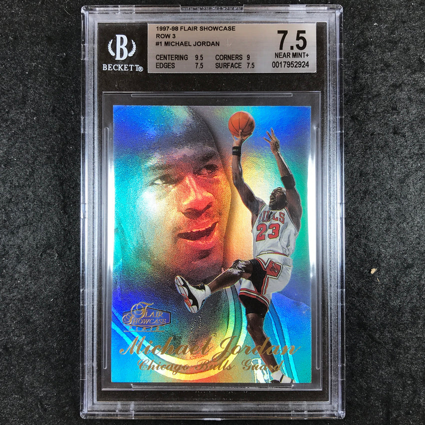 1997-98 Flair Showcase MICHAEL JORDAN Row 3 #1 BGS 7.5 (924)