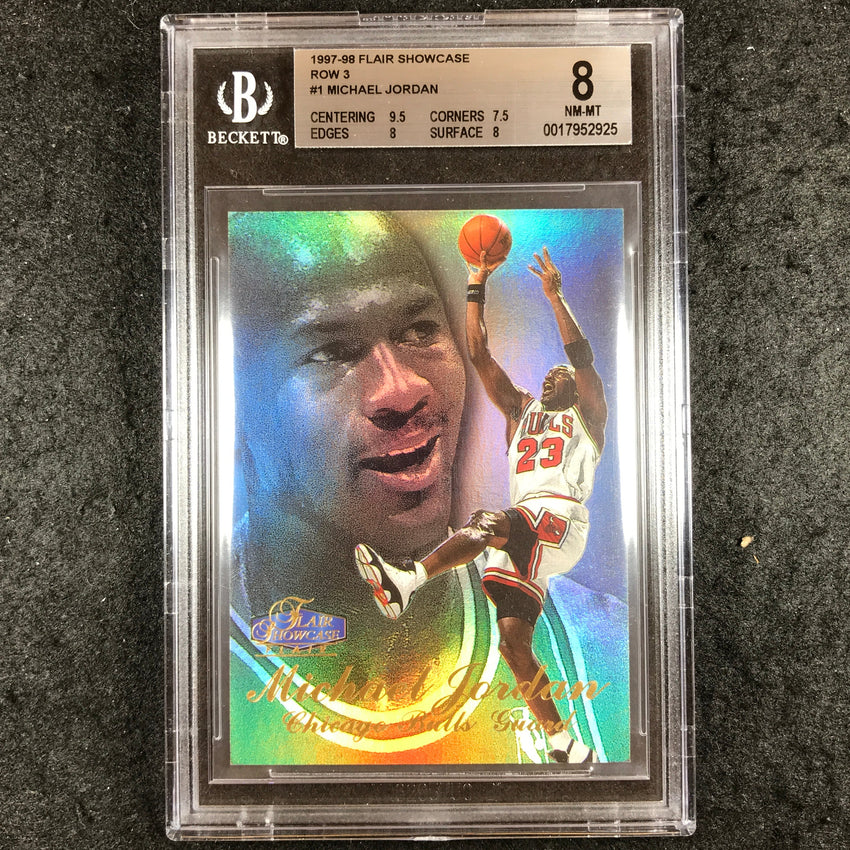 1997-98 Flair Showcase MICHAEL JORDAN Row 3 #1 BGS 8 (925)