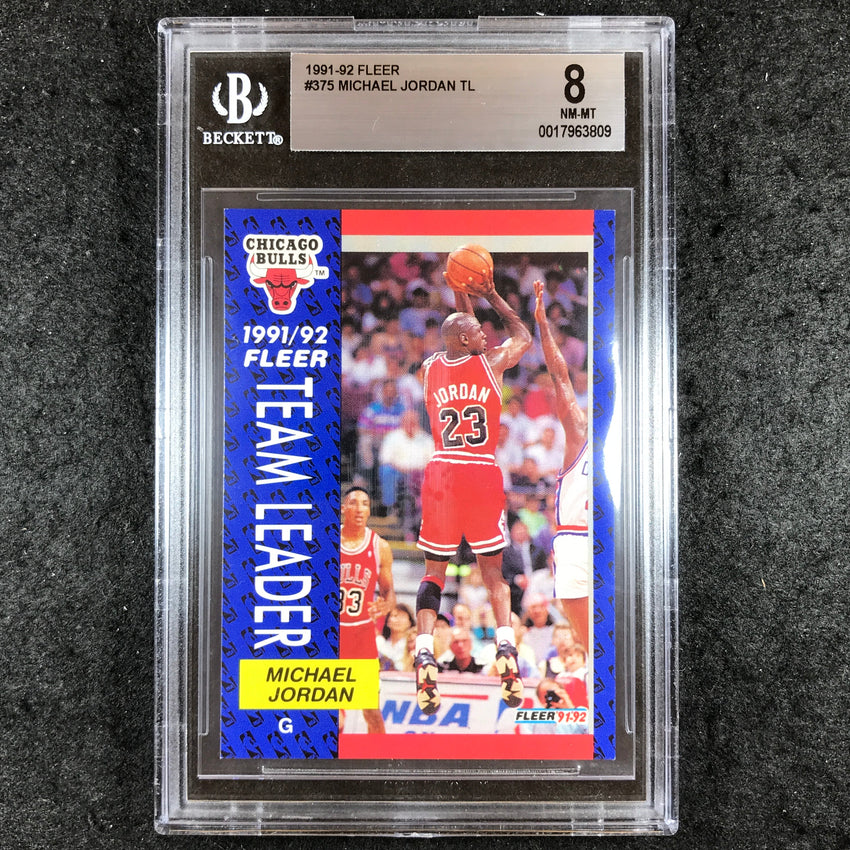 1991-92 Fleer MICHAEL JORDAN Team Leader #375 BGS 8 (809)