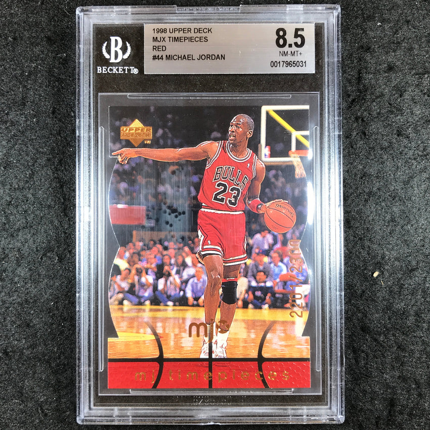 1998 Upper Deck MICHAEL JORDAN MJX Timepieces Red 2201/2300 #44 BGS 8.5 (031)