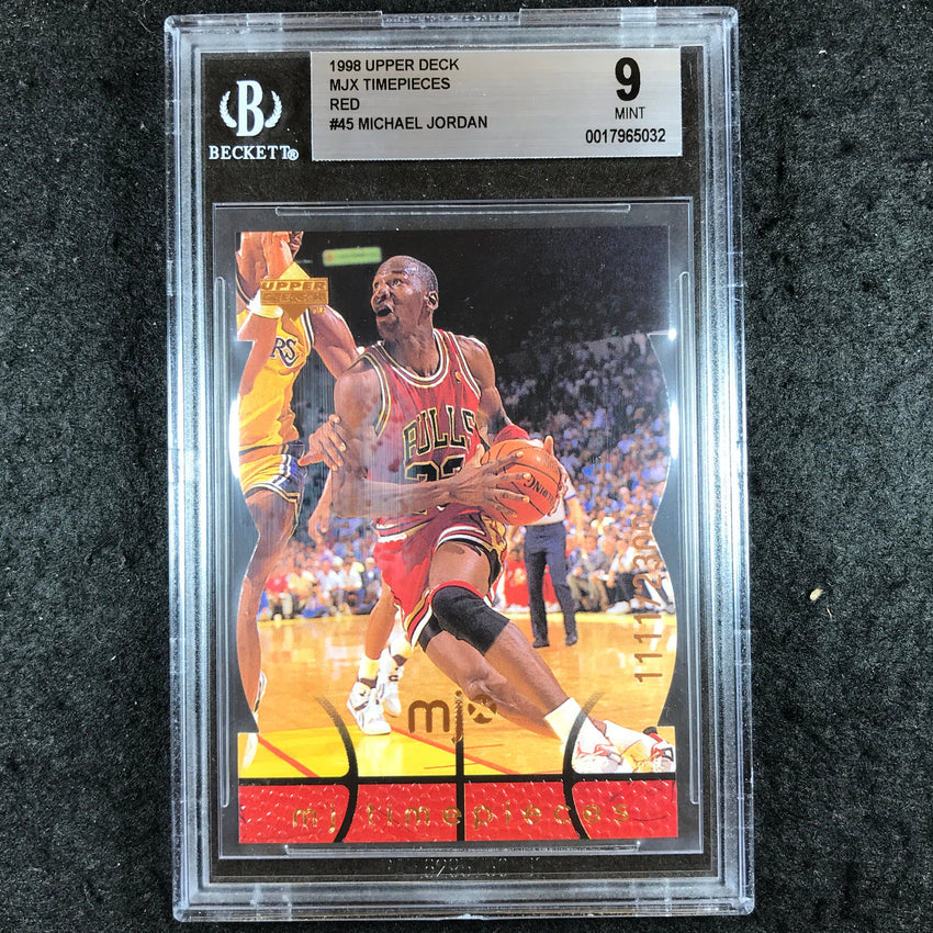 1998 Upper Deck MICHAEL JORDAN MJX Timepieces Red 1111/2300 #45 BGS 9 (032)