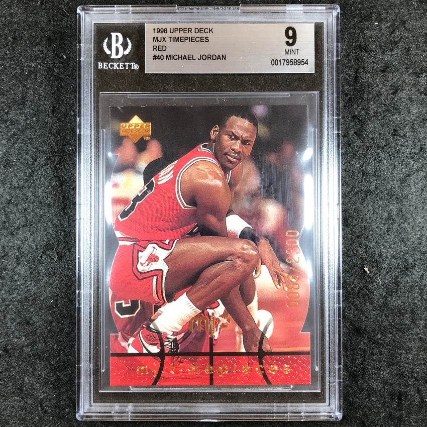1998 Upper Deck MICHAEL JORDAN MJX Timepieces Red 83/2300 #40 BGS 9 (954)