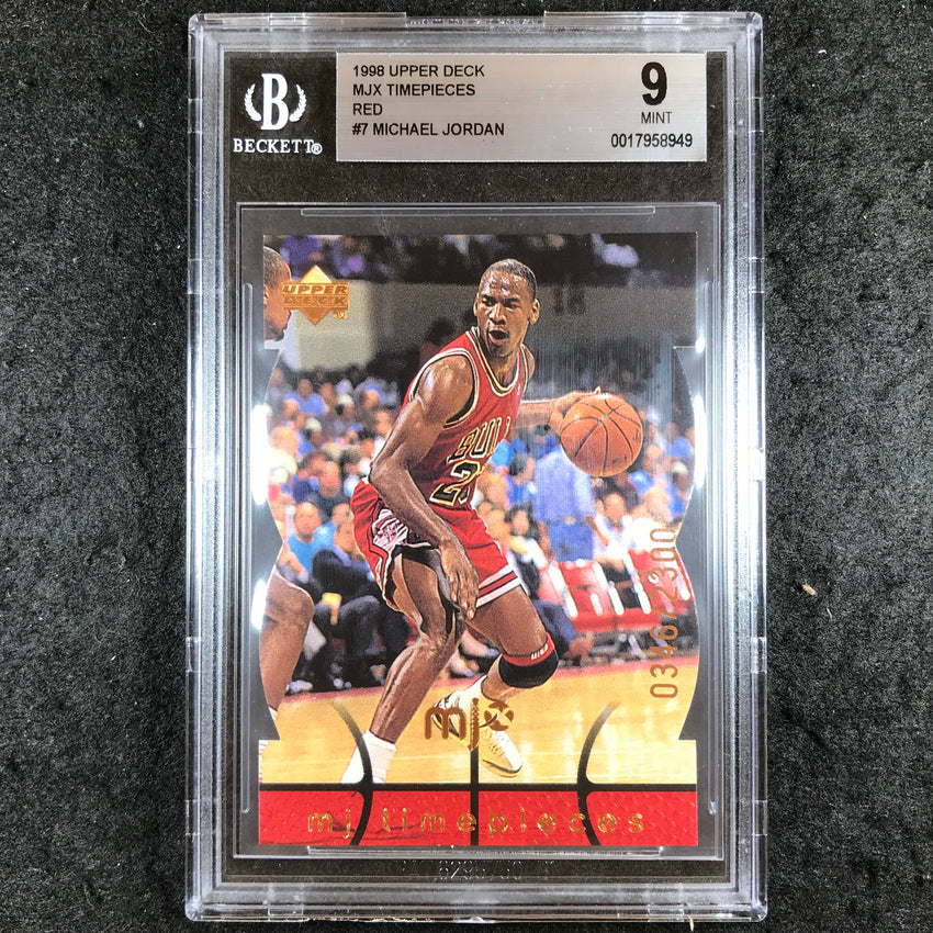 1998 Upper Deck MICHAEL JORDAN MJX Timepieces Red 346/2300 #7 BGS 9 (949)