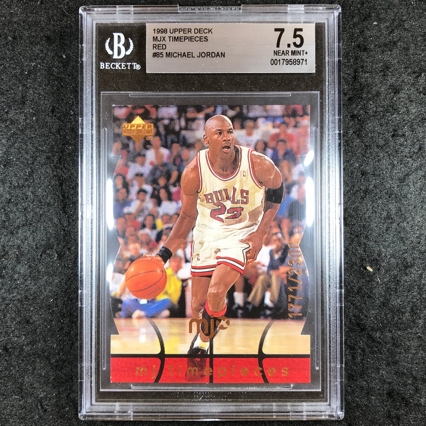1998 Upper Deck MICHAEL JORDAN MJX Timepieces Red 1771/2300 #85 BGS 7.5 (971)