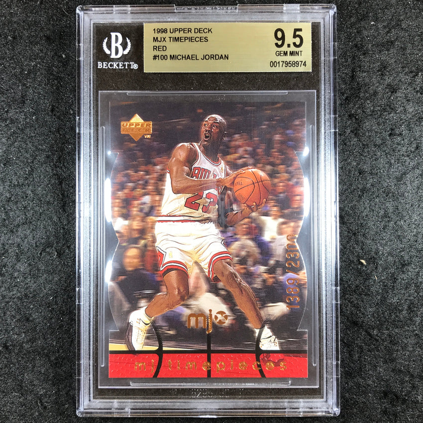 1998 Upper Deck MICHAEL JORDAN MJX Timepieces Red 1389/2300 #100 BGS 9.5 (974)