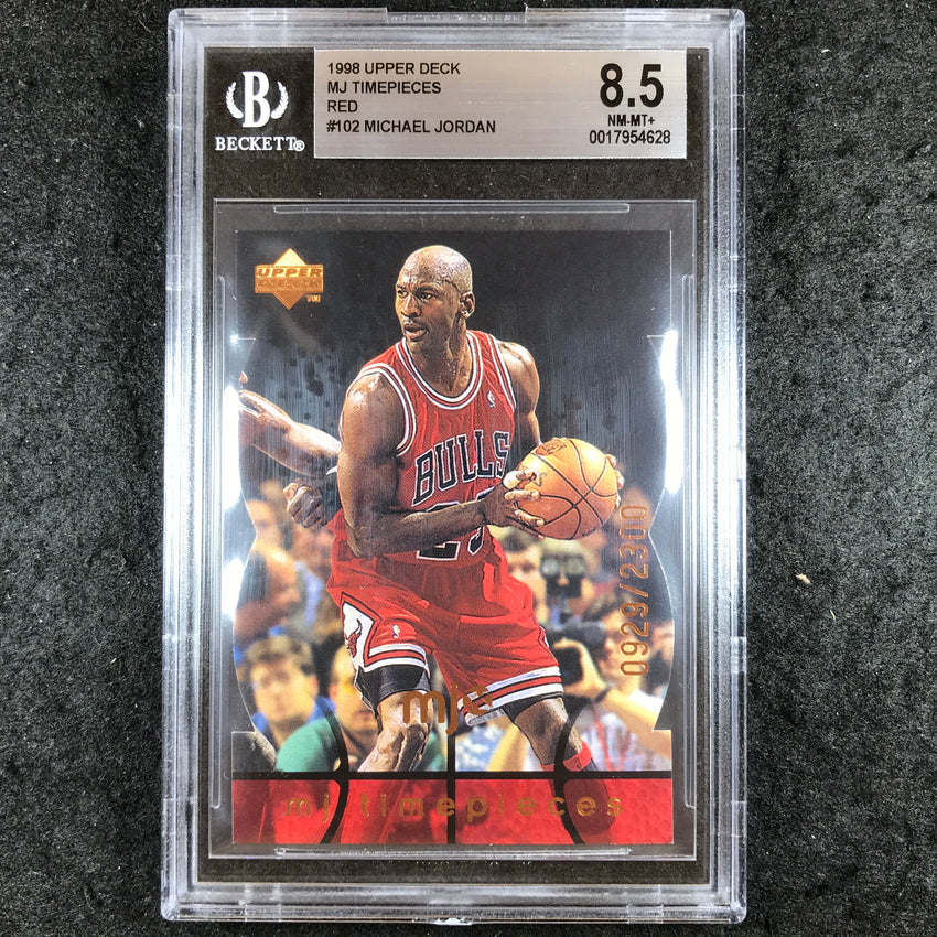 1998 Upper Deck MICHAEL JORDAN MJX Timepieces Red 929/2300 #102 BGS 8.5 (628)