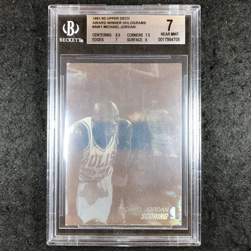 1991-92 Upper Deck MICHAEL JORDAN Scoring Award Winner Hologram #AW1 BGS 7 (705)