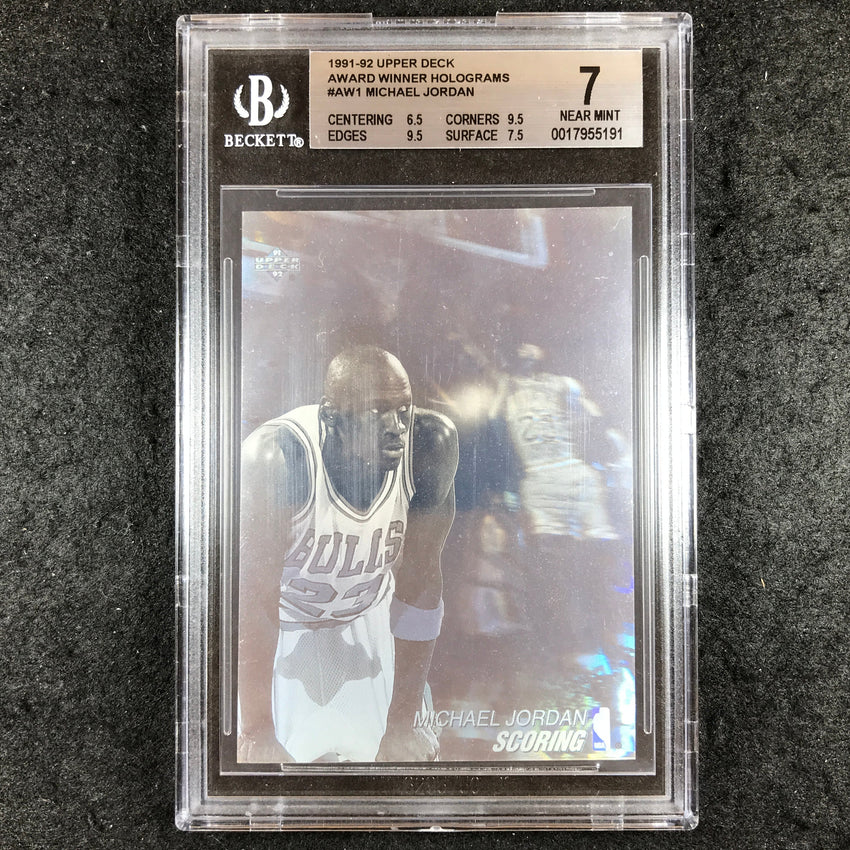 1991-92 Upper Deck MICHAEL JORDAN Scoring Award Winner Hologram #AW1 BGS 7 (191)