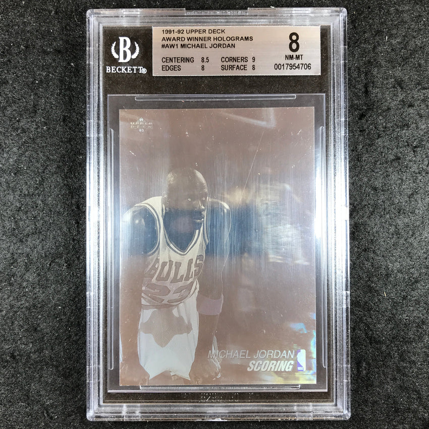 1991-92 Upper Deck MICHAEL JORDAN Scoring Award Winner Hologram #AW1 BGS 8 (706)