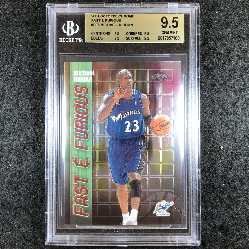 2001-02 Topps Chrome MICHAEL JORDAN Fast & Furious #FF5 BGS 8.5 (160)