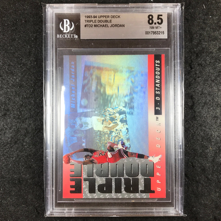 1993-94 Upper Deck MICHAEL JORDAN 3-D Standouts Triple Double #TD2 BGS 8.5 (215)