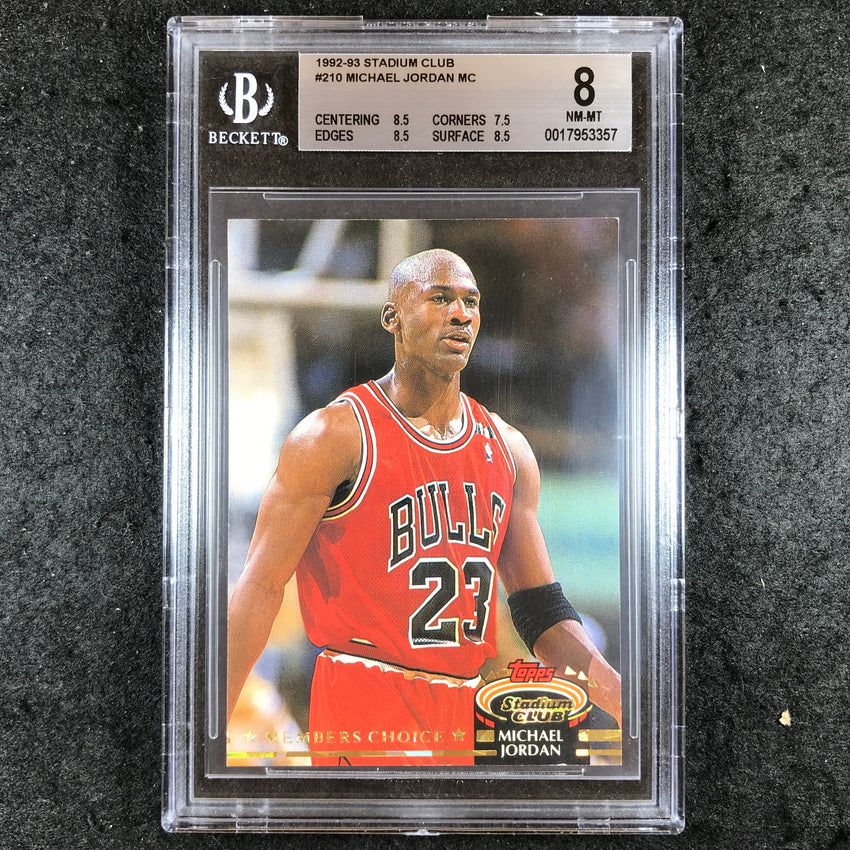 1992-93 Stadium Club MICHAEL JORDAN Member's Choice #210 BGS 8 (357)