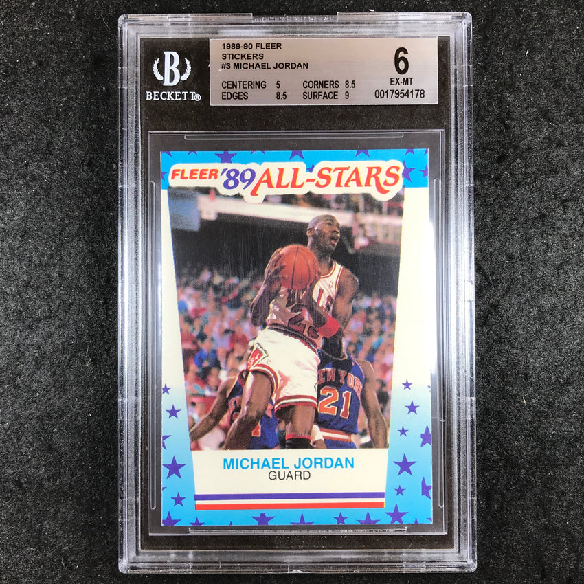 1989-90 Fleer MICHAEL JORDAN Fleer '89 All-Stars Sickers #3 BGS 6 (178)