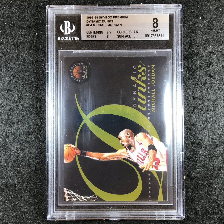 1993-94 Skybox Premium MICHAEL JORDAN Dynamic Dunks #D4 BGS 8 (311)