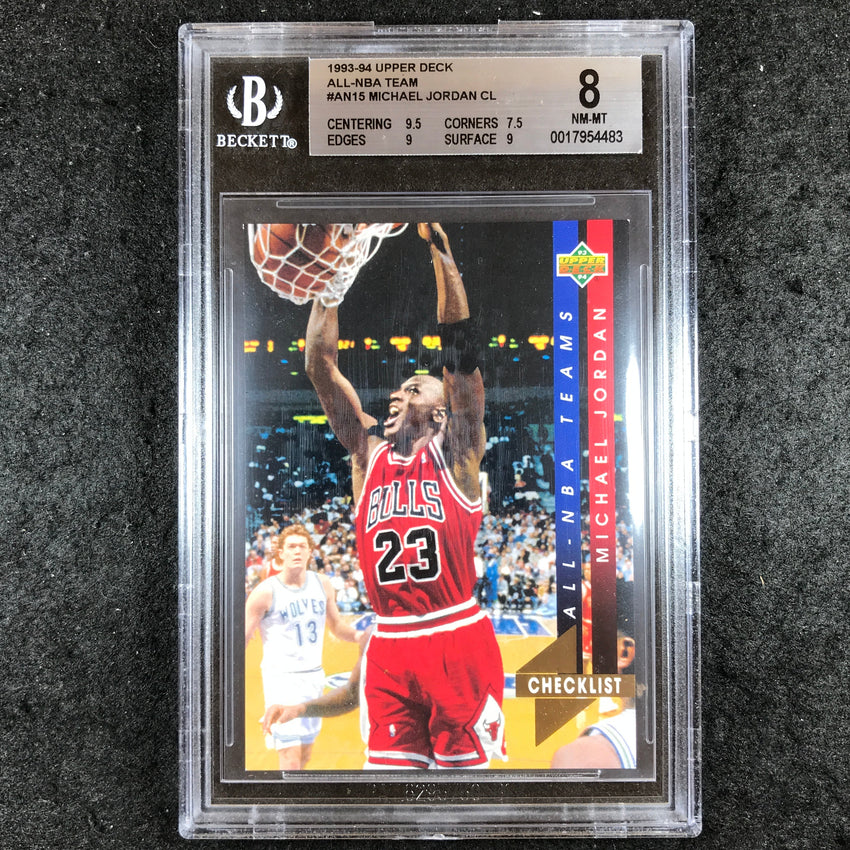 1993-94 Upper Deck MICHAEL JORDAN All-NBA Team Checklist #AN15 BGS 8 (483)