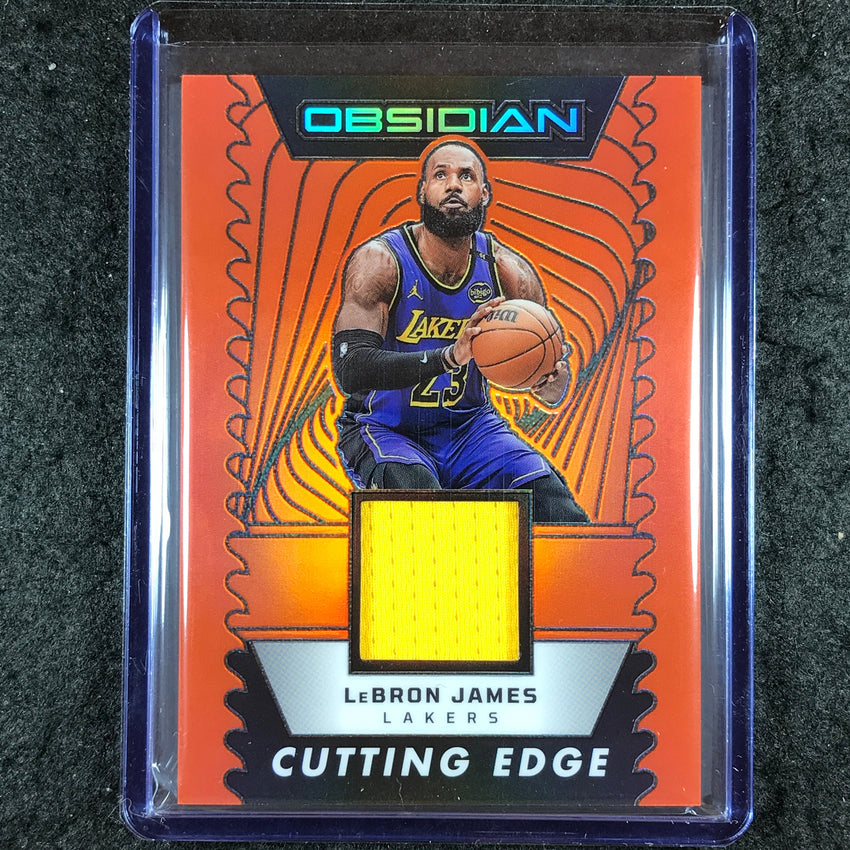 2024-25 Obsidian LEBRON JAMES Cutting Edge Memorabilia Jersey Orange Flood 27/99