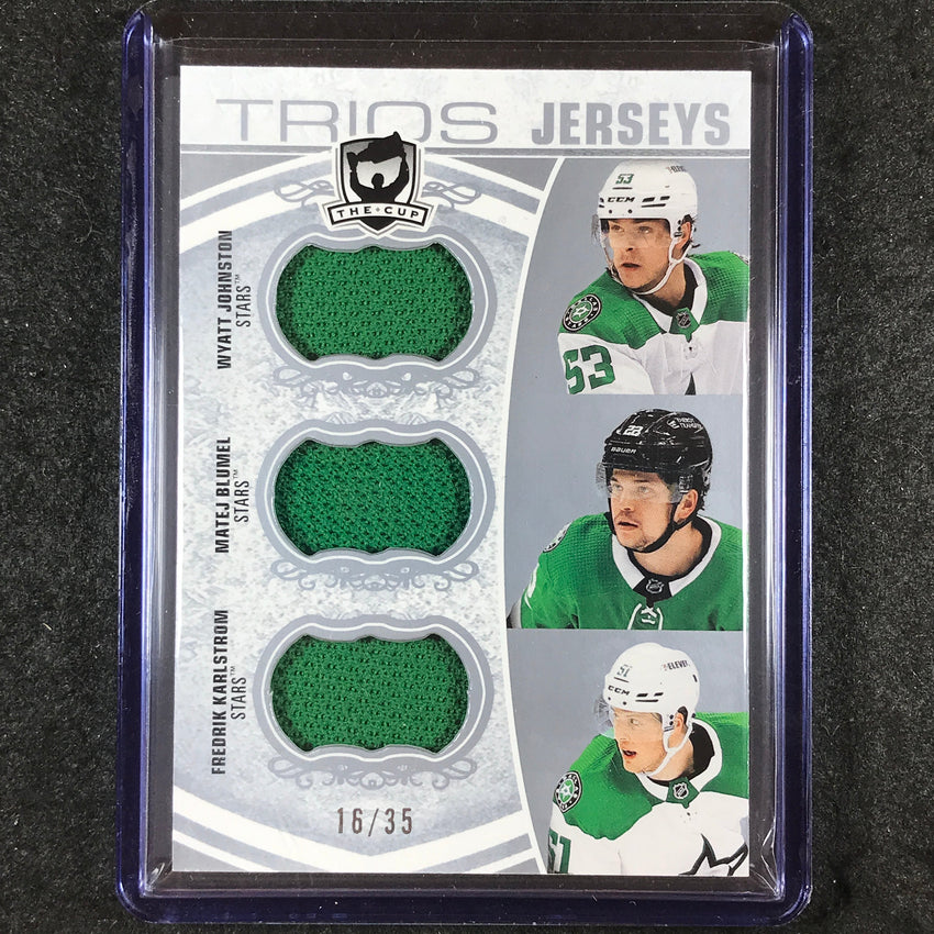 2022-23 The Cup Hockey JOHNSTON BLUMEL KARLSTROM Cup Trios Jersey Relic 16/35