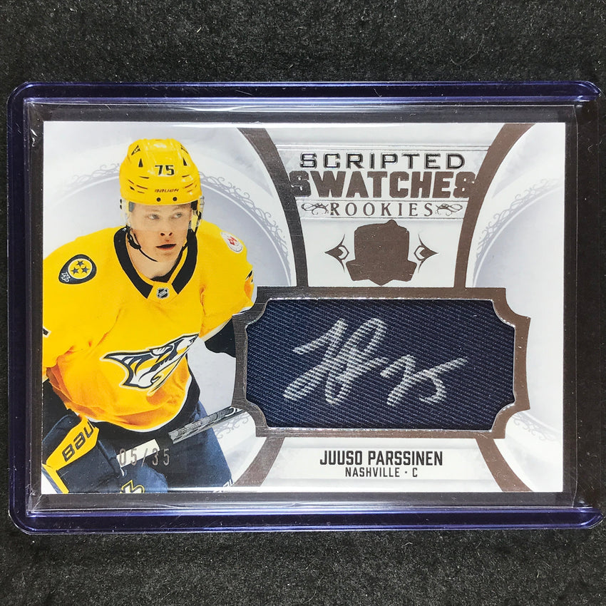 2022-23 The Cup Hockey JUUSO PARSSINEN Scripted Swatches Rookie Patch Auto 5/35