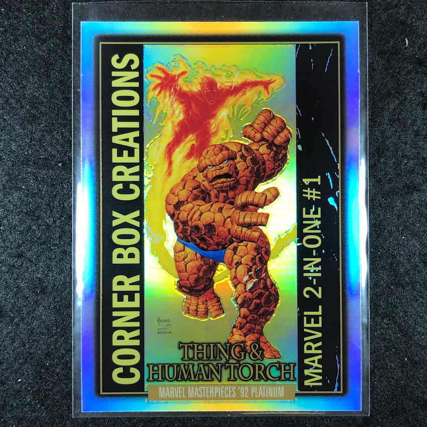 2024 Marvel Masterpieces '92 Platinum THING & HUMAN TORCH Corner Box Rainbow #15