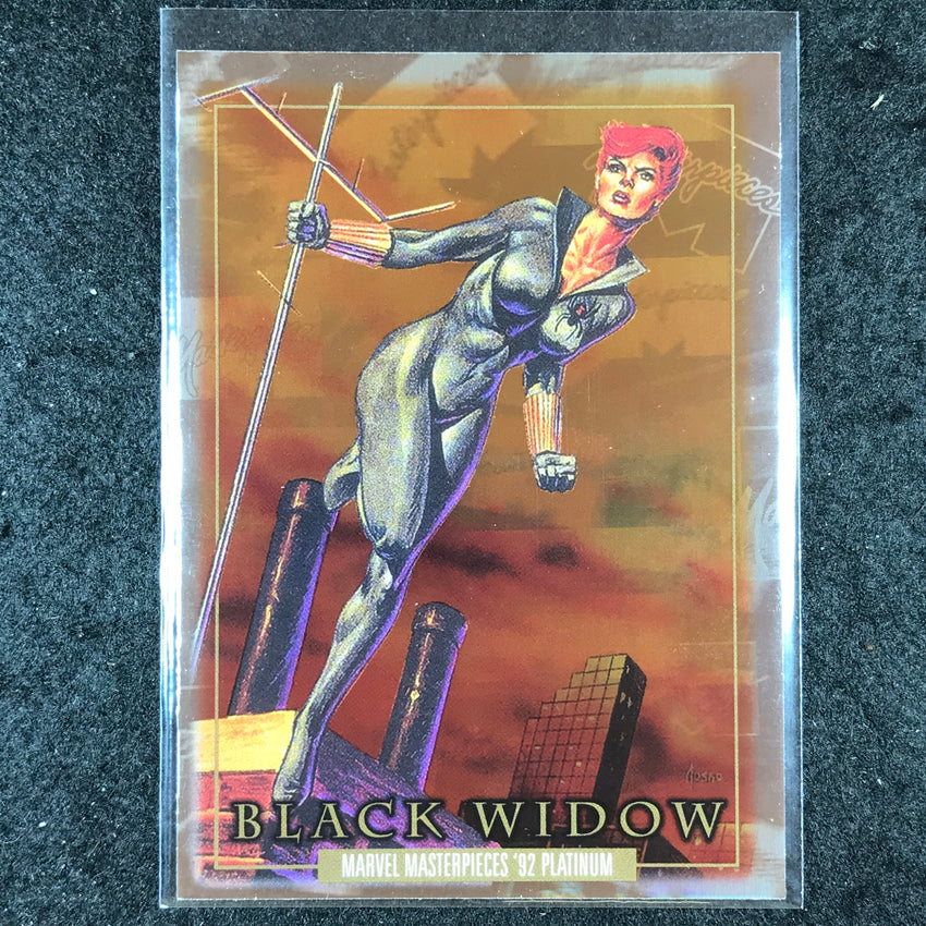 2024 Marvel Masterpieces '92 Platinum BLACK WIDOW Base Holofoil #3