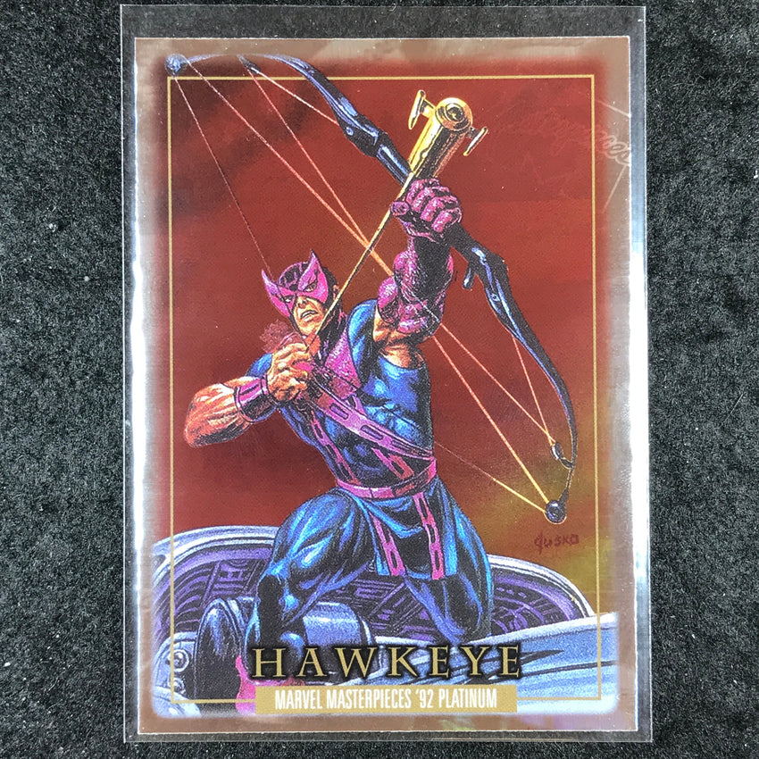2024 Marvel Masterpieces '92 Platinum HAWKEYE Base Holofoil #34