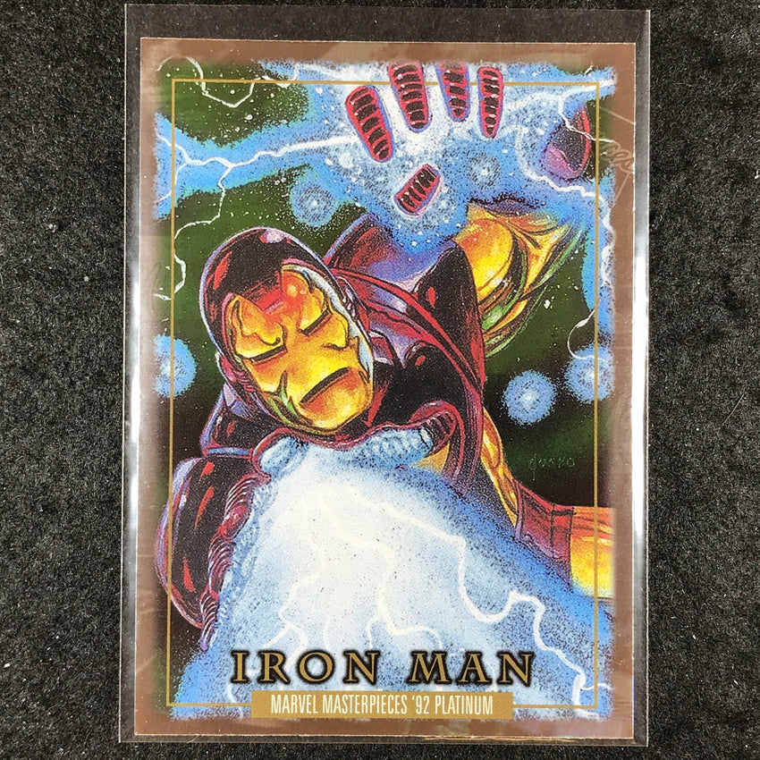2024 Marvel Masterpieces '92 Platinum IRON MAN Base Holofoil #38