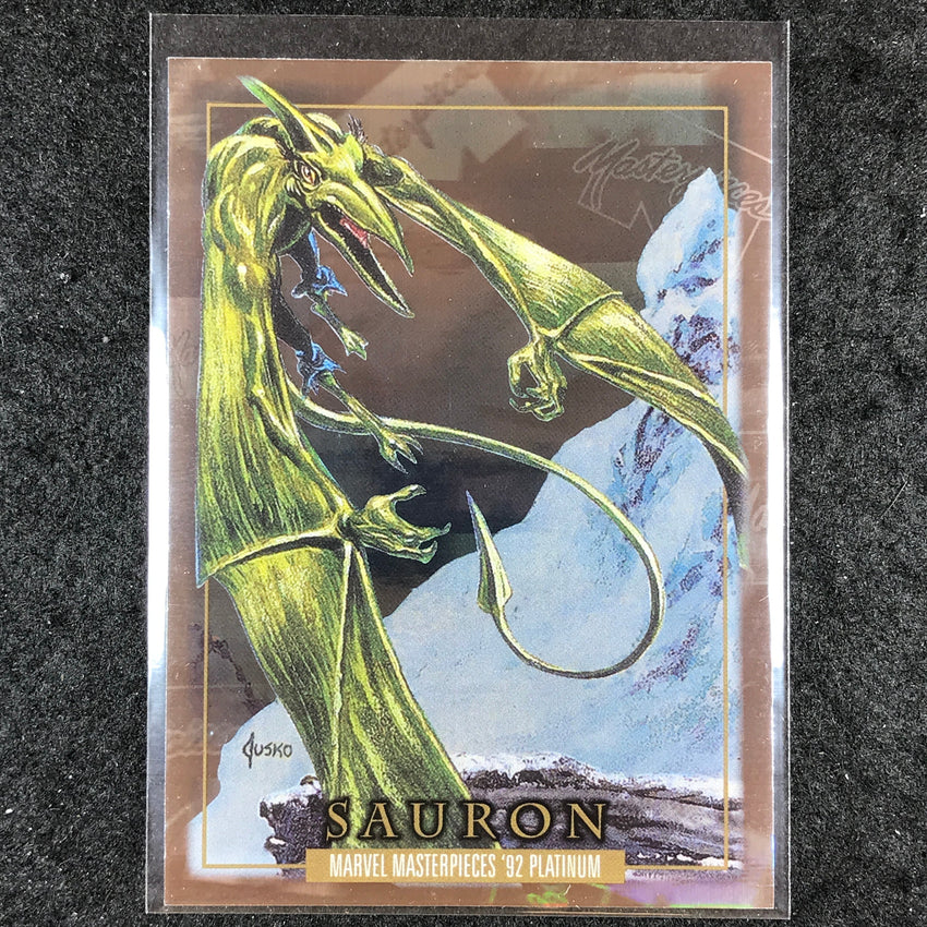 2024 Marvel Masterpieces '92 Platinum SAURON Base Holofoil #76