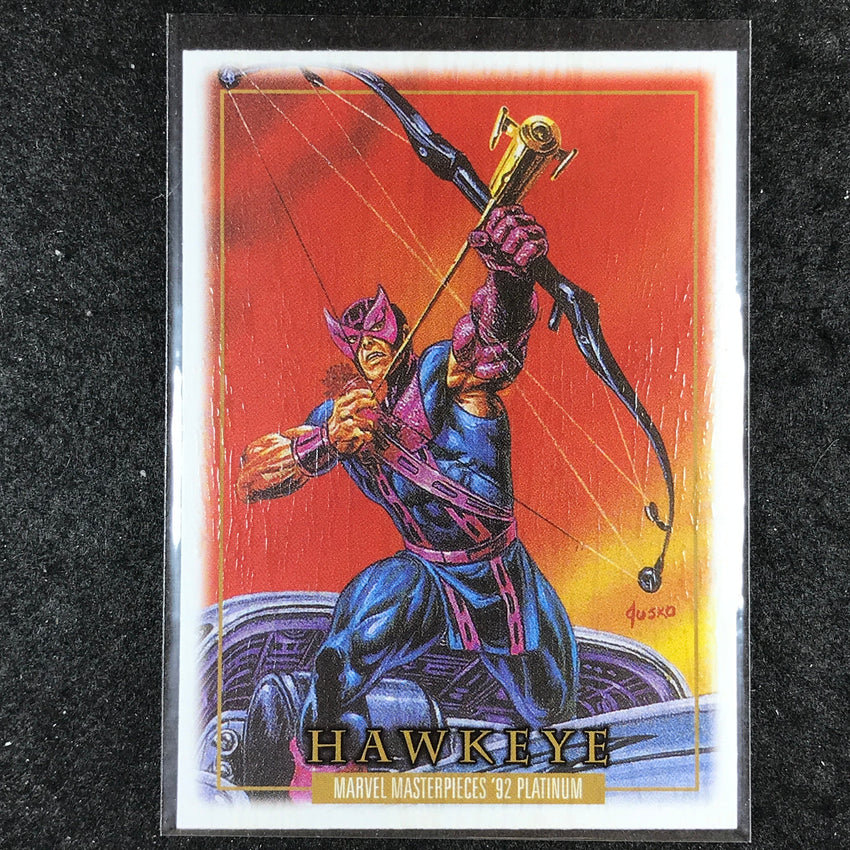 2024 Marvel Masterpieces '92 Platinum HAWKEYE Base Wood #34