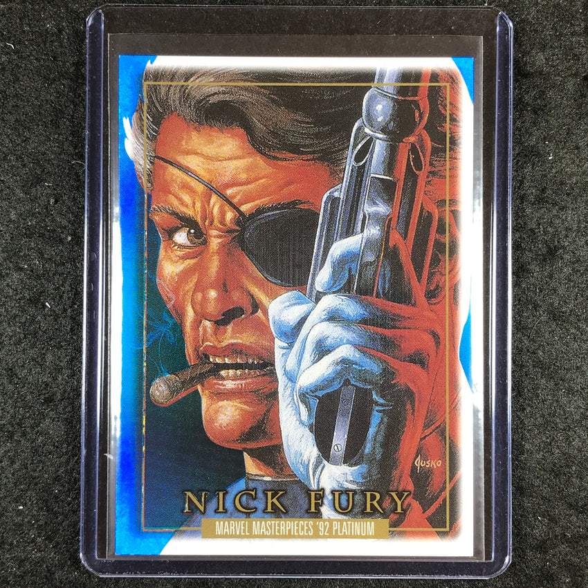 2024 Marvel Masterpieces '92 Platinum NICK FURY Precious Metal Gems Blue 23/50