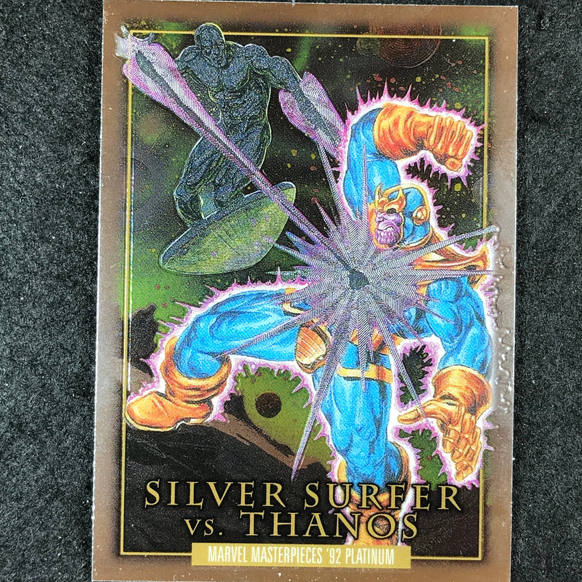 2024 Marvel Masterpieces '92 Platinum SILVER SURFER VS THANOS Battle Spectrum #2