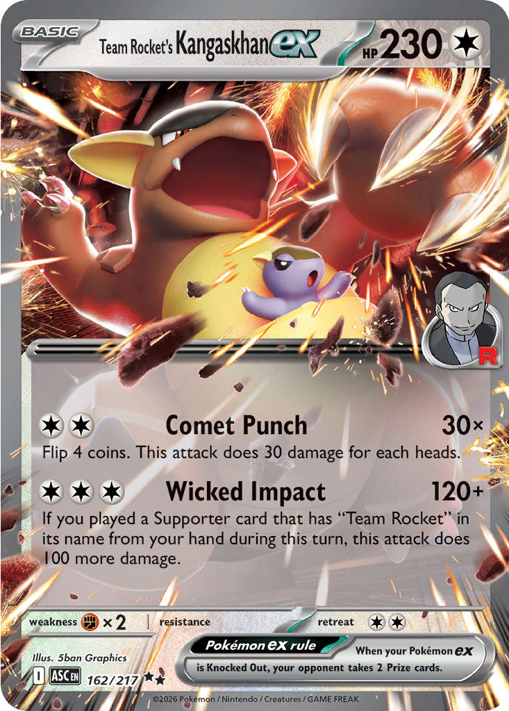 Team Rocket's Kangaskhan ex - ( 162 ) - Double Rare - Pokemon ME Ascended Heroes