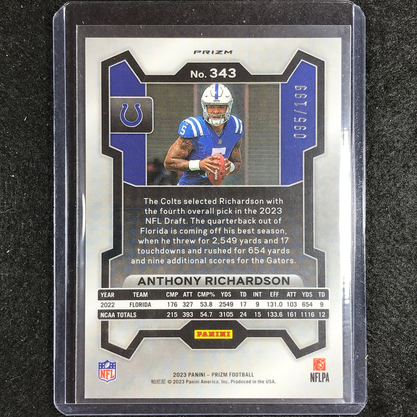 2023 Prizm Football Anthony Richardson Rookie Base Blue Wave 95/199