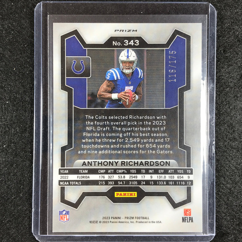 2023 Prizm Football Anthony Richardson Rookie Base Hyper 116/175