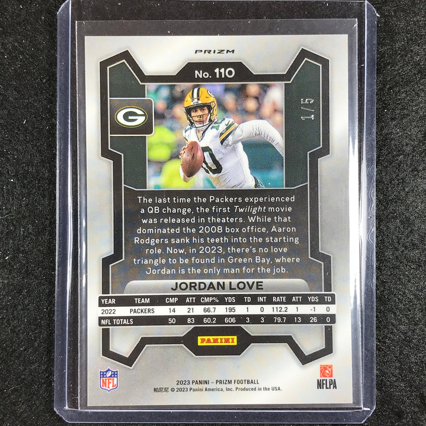 2023 Prizm Football Jordan Love Base Gold Vinyl 1/5