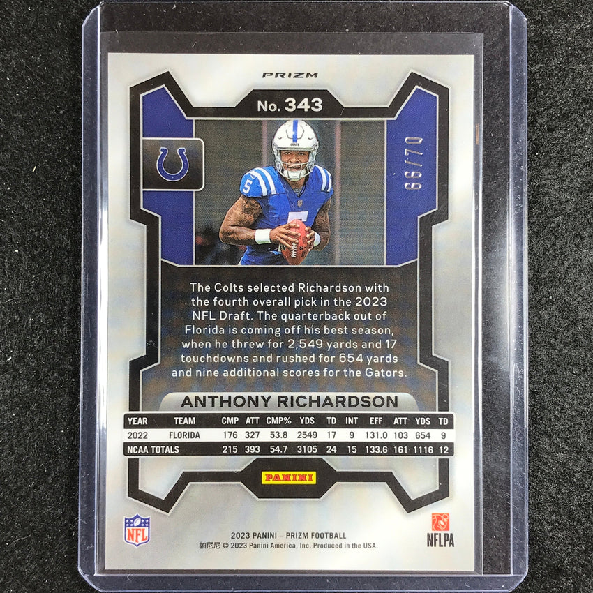 2023 Prizm Football Anthony Richardson Rookie Base No Huddle Red 66/70